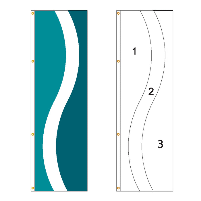3 Color Vertical Wave Flag - Customizable Property Flag - PFS 124