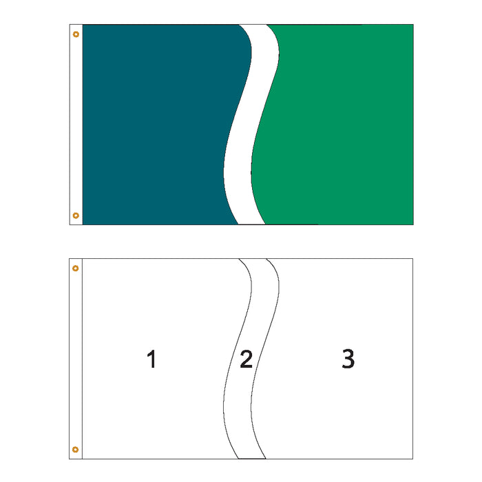 3 Color Horizontal Flag with Vertical Wave- Customizable Property Flag - PFS 130