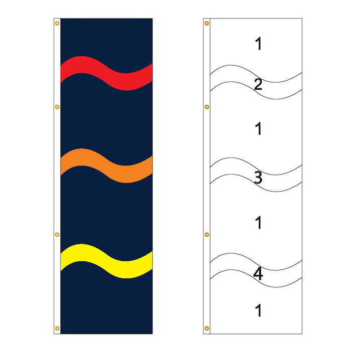 4 Color 3 Horizontal Wave Flag - Customizable Property Flag - PFS 134