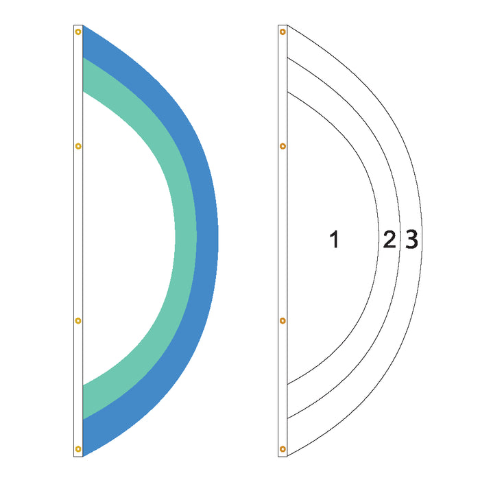 3 Color Half Circle Panel Flag - Customizable Property Flag - PFS 156