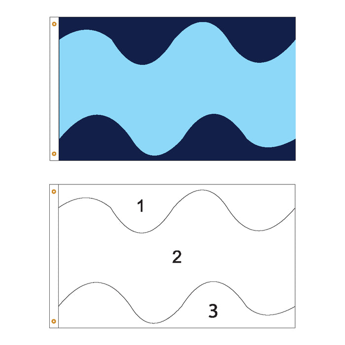 3 Color Horizontal Flag with Horizontal Wave- Customizable Property Flag - PFS 184