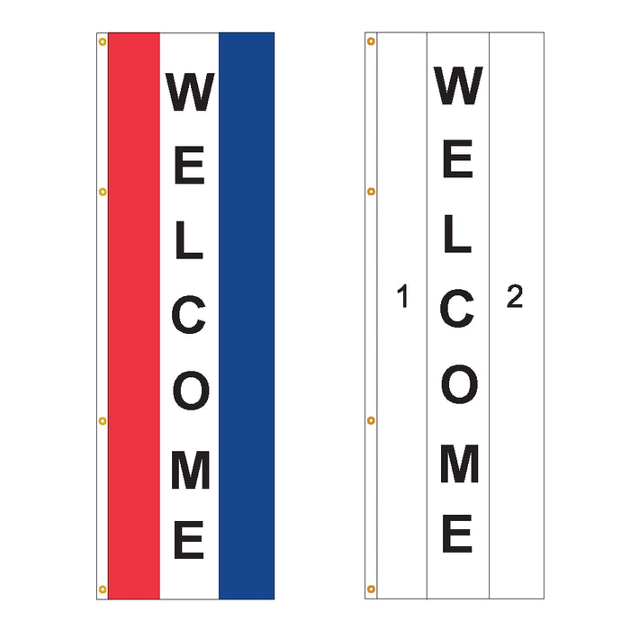 2 Color Vertical Welcome Flag - Customizable Property Flag - PFS 201