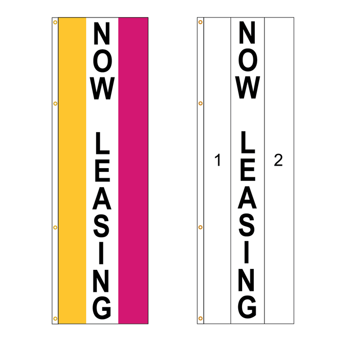 2 Color Vertical Now Leasing Flag - Customizable Property Flag - PFS 202