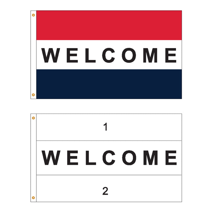 2 Color Horizontal Welcome Flag - Customizable Property Flag - PFS 301