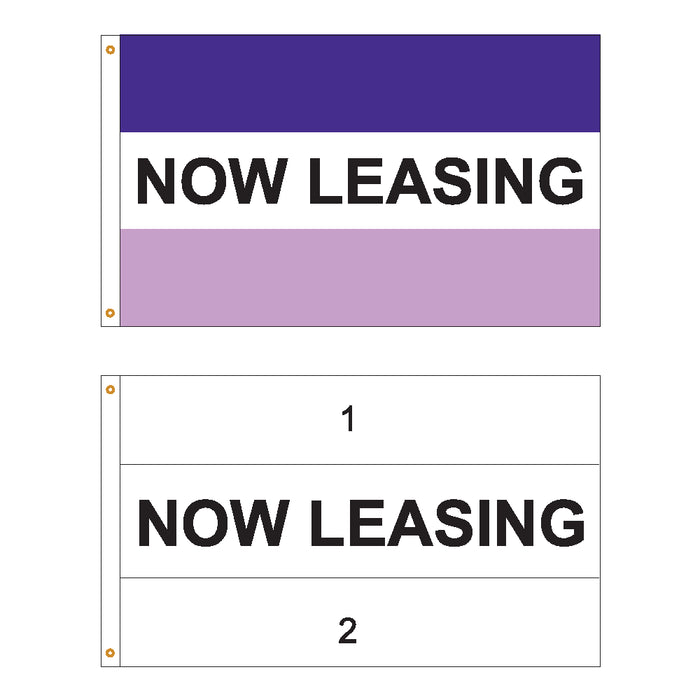 2 Color Horizontal Now Leasing Flag - Customizable Property Flag - PFS 302