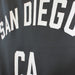 Black fabric with 'San Diego CA' printed in white