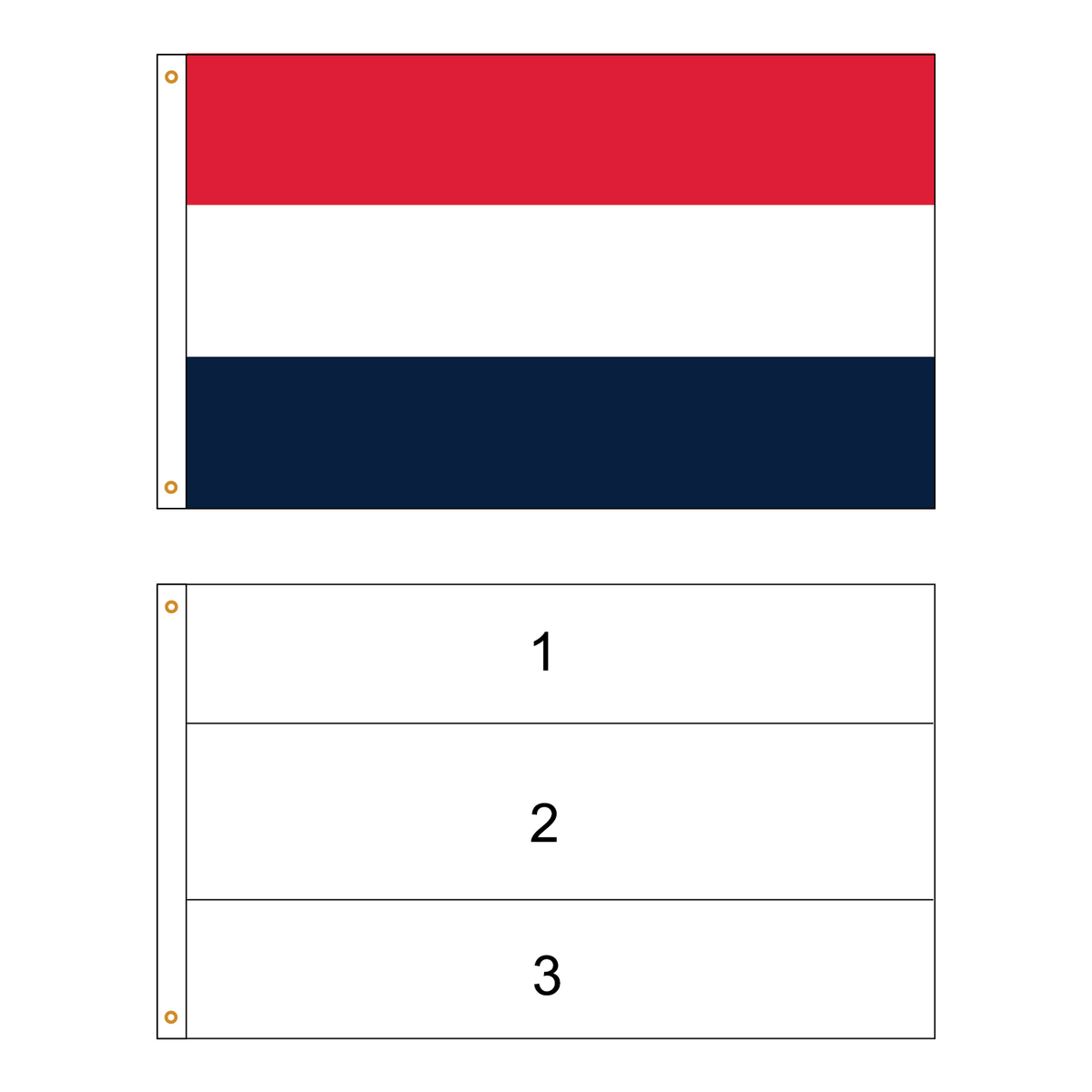 3 Color Horizontal Flag with Horizontal Panels- Customizable Property ...