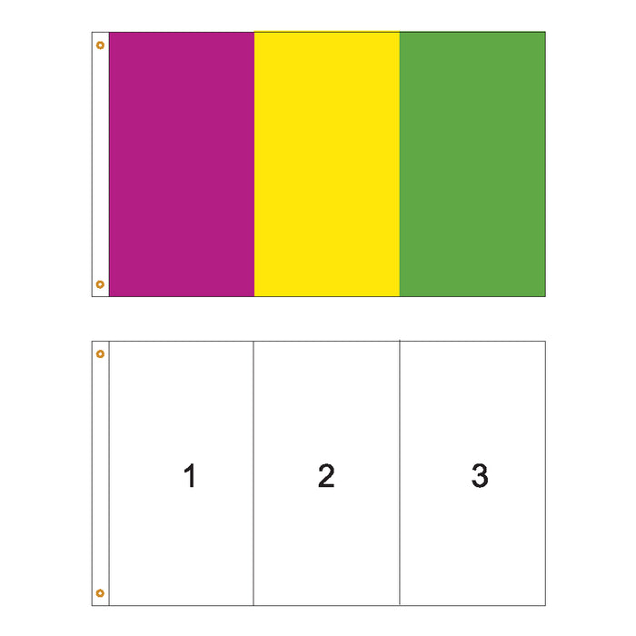 3 Color Horizontal Flag with Vertical Panels- Customizable Property Flag