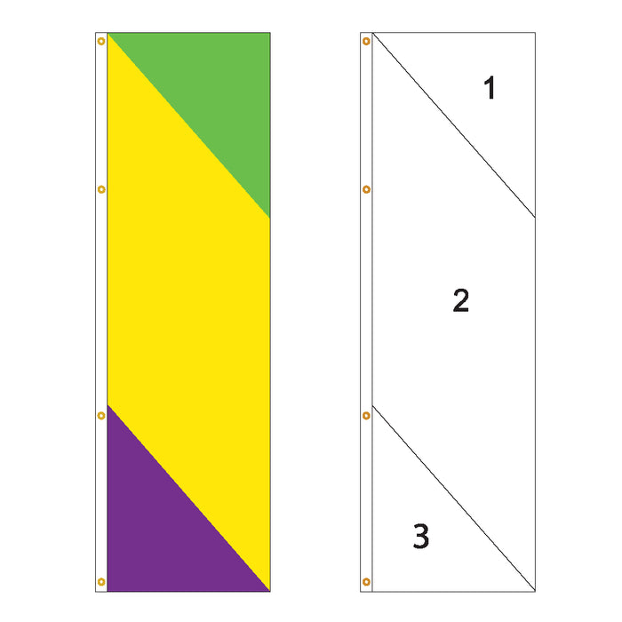 3 Color Diagonal Panel Flag - Customizable Property Flag - PFS 122