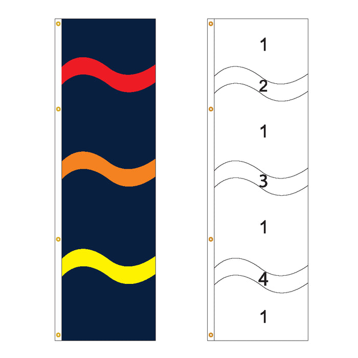 4 Color 3 Horizontal Wave Flag - Customizable Property Flag