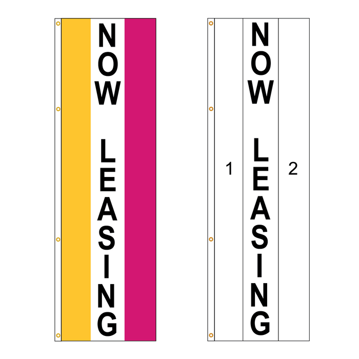 2 Color Vertical Now Leasing Flag - Customizable Property Flag
